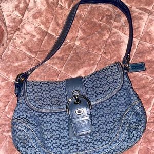 Coach Soho Blue LeatherTrim Buckle Purse Small